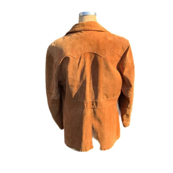 VTG Suede Western Jacket Men's Caramel Brown Size 44 Zip Out Blanket Lining - Picture 2 of 12